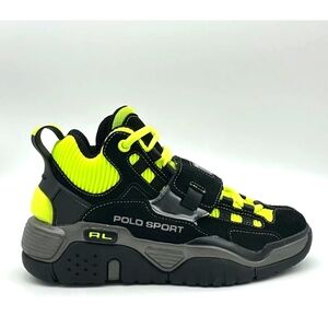 Ralph Lauren Polo Sport Black Volt Suede Men's High Top Shoes Size 11.5